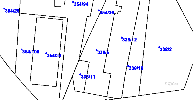 Parcela st. 338/5 v KÚ Háje u Příbramě, Katastrální mapa