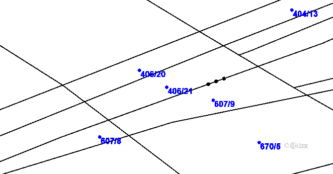 Parcela st. 406/21 v KÚ Háje u Příbramě, Katastrální mapa