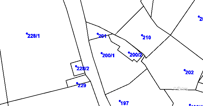Parcela st. 200/1 v KÚ Háje u Příbramě, Katastrální mapa