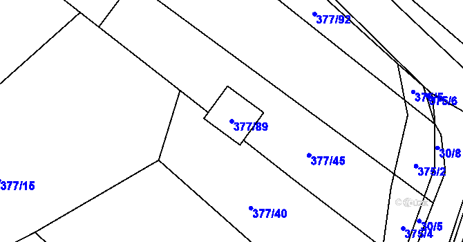 Parcela st. 377/89 v KÚ Háje u Příbramě, Katastrální mapa