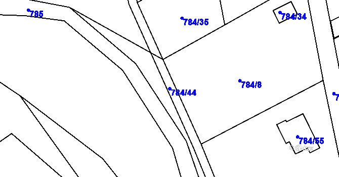 Parcela st. 784/44 v KÚ Háje u Příbramě, Katastrální mapa