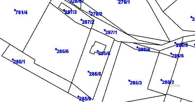 Parcela st. 285/8 v KÚ Háje u Příbramě, Katastrální mapa
