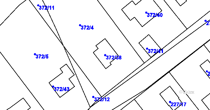 Parcela st. 372/38 v KÚ Háje u Příbramě, Katastrální mapa