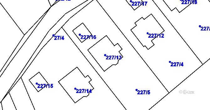 Parcela st. 227/13 v KÚ Háje u Příbramě, Katastrální mapa