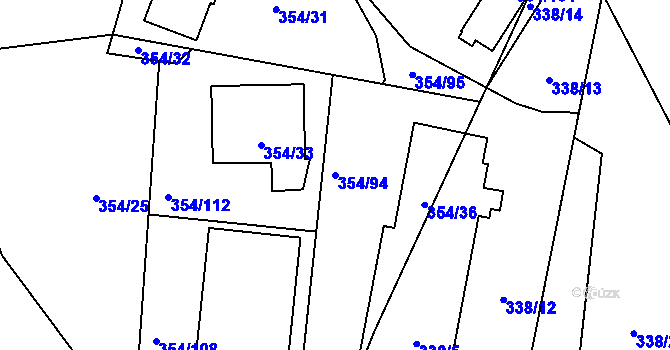Parcela st. 354/94 v KÚ Háje u Příbramě, Katastrální mapa