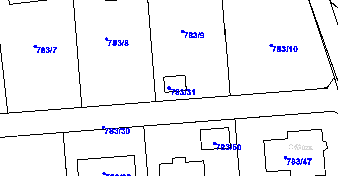 Parcela st. 783/31 v KÚ Háje u Příbramě, Katastrální mapa