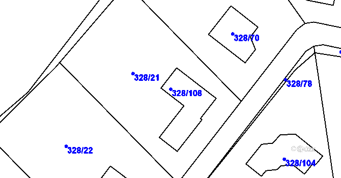 Parcela st. 328/108 v KÚ Háje u Příbramě, Katastrální mapa