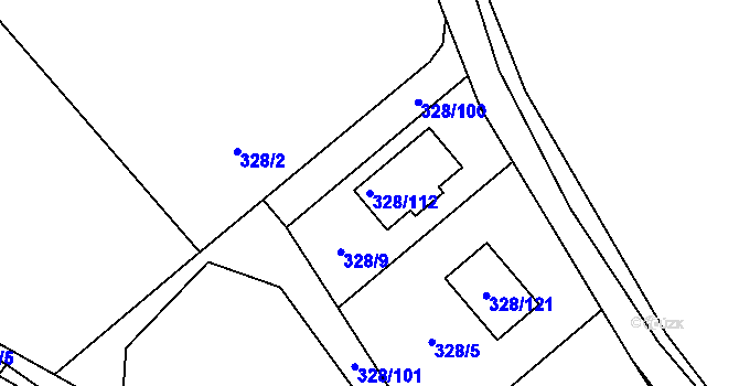 Parcela st. 328/112 v KÚ Háje u Příbramě, Katastrální mapa