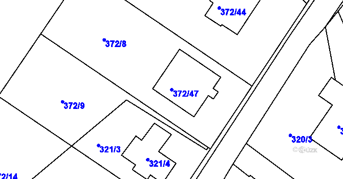 Parcela st. 372/47 v KÚ Háje u Příbramě, Katastrální mapa