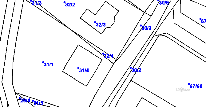Parcela st. 32/4 v KÚ Háje u Příbramě, Katastrální mapa