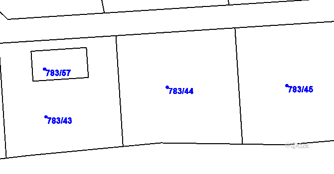 Parcela st. 783/44 v KÚ Háje u Příbramě, Katastrální mapa