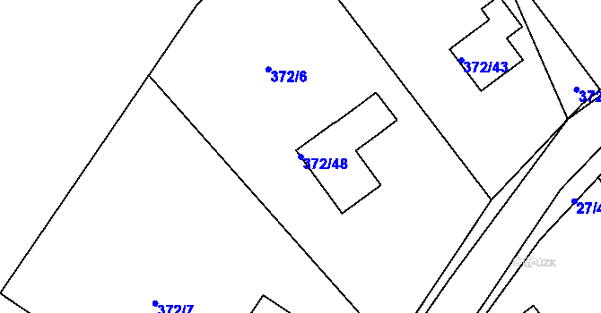 Parcela st. 372/48 v KÚ Háje u Příbramě, Katastrální mapa