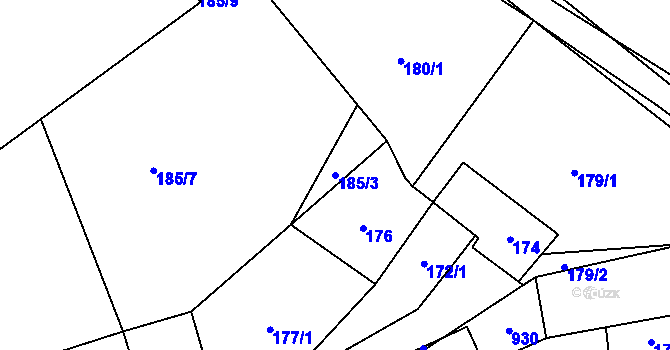 Parcela st. 185/3 v KÚ Háje u Příbramě, Katastrální mapa
