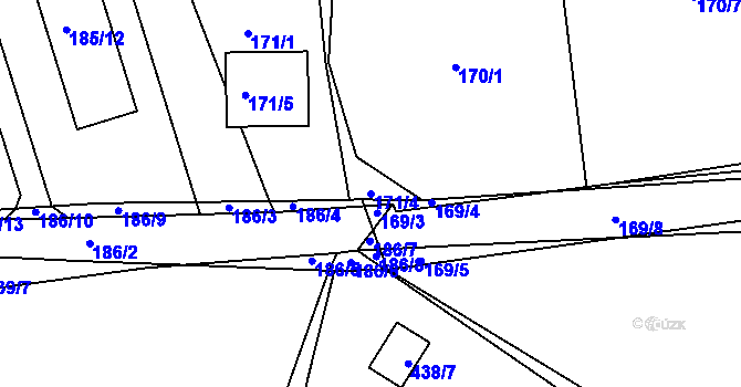 Parcela st. 171/4 v KÚ Háje u Příbramě, Katastrální mapa