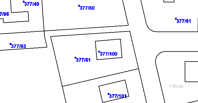 Parcela st. 377/100 v KÚ Háje u Příbramě, Katastrální mapa