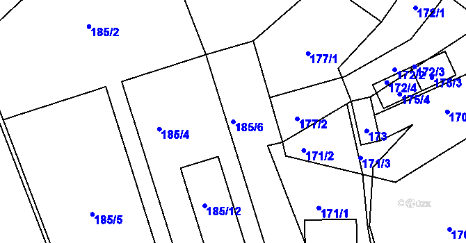 Parcela st. 185/6 v KÚ Háje u Příbramě, Katastrální mapa