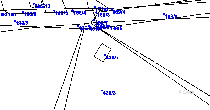 Parcela st. 438/7 v KÚ Háje u Příbramě, Katastrální mapa
