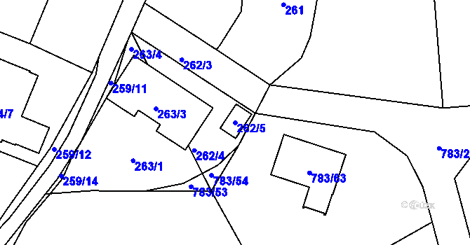 Parcela st. 262/5 v KÚ Háje u Příbramě, Katastrální mapa