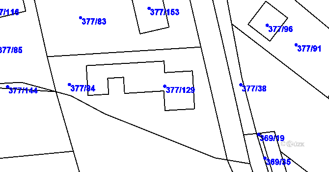 Parcela st. 377/129 v KÚ Háje u Příbramě, Katastrální mapa