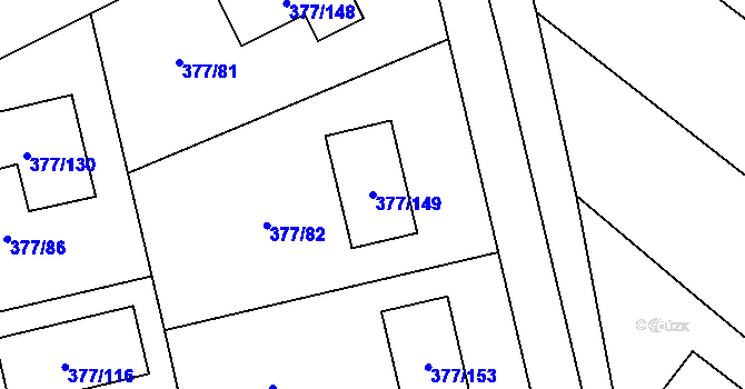 Parcela st. 377/149 v KÚ Háje u Příbramě, Katastrální mapa