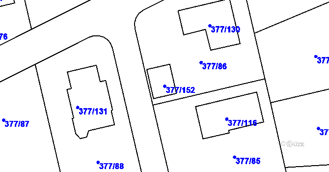 Parcela st. 377/152 v KÚ Háje u Příbramě, Katastrální mapa