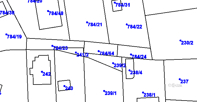 Parcela st. 784/64 v KÚ Háje u Příbramě, Katastrální mapa
