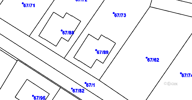 Parcela st. 67/89 v KÚ Háje u Příbramě, Katastrální mapa