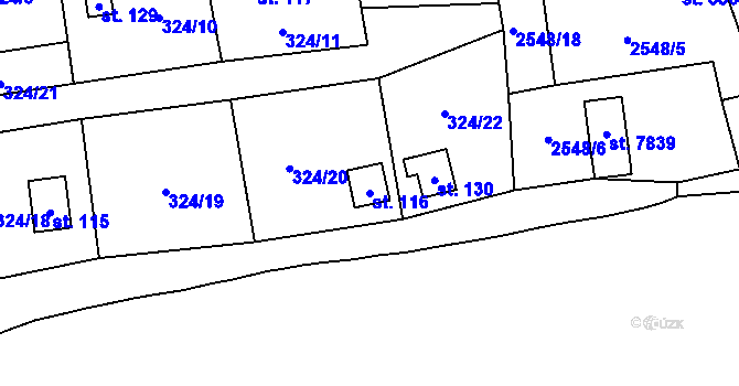 Parcela st. 116 v KÚ Dolní Pelhřimov, Katastrální mapa