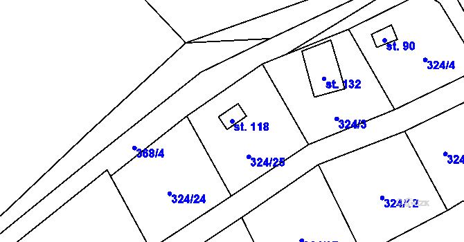 Parcela st. 118 v KÚ Dolní Pelhřimov, Katastrální mapa