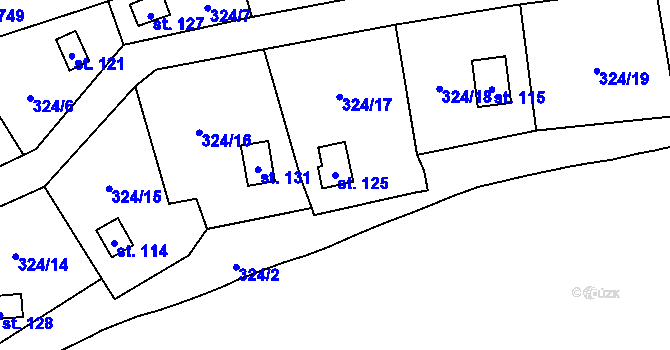 Parcela st. 125 v KÚ Dolní Pelhřimov, Katastrální mapa