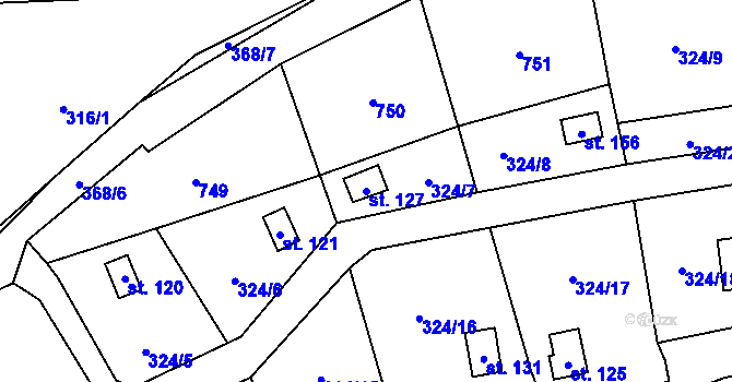 Parcela st. 127 v KÚ Dolní Pelhřimov, Katastrální mapa