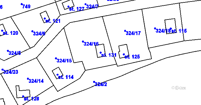 Parcela st. 131 v KÚ Dolní Pelhřimov, Katastrální mapa