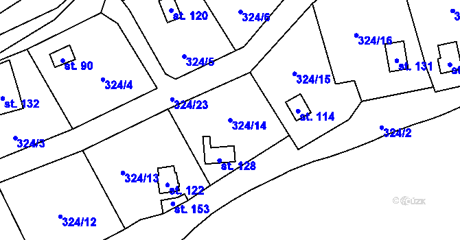 Parcela st. 324/14 v KÚ Dolní Pelhřimov, Katastrální mapa