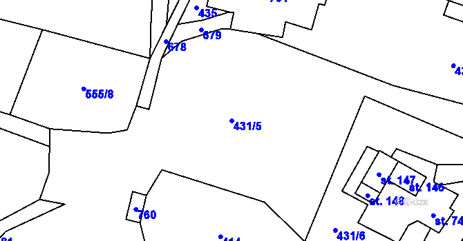 Parcela st. 431/5 v KÚ Dolní Pelhřimov, Katastrální mapa