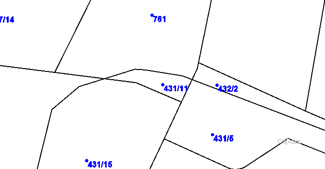 Parcela st. 431/11 v KÚ Dolní Pelhřimov, Katastrální mapa