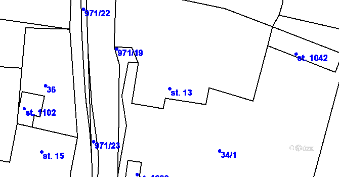 Parcela st. 13 v KÚ Háje u Chebu, Katastrální mapa