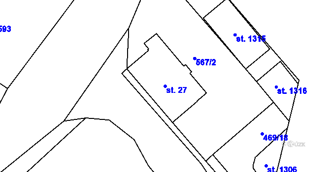 Parcela st. 27 v KÚ Háje u Chebu, Katastrální mapa