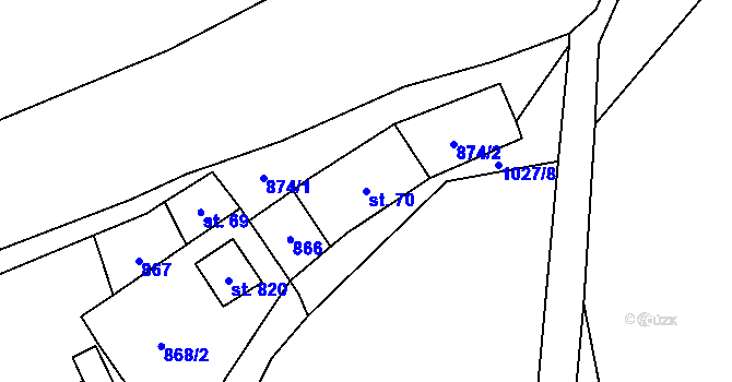 Parcela st. 70 v KÚ Háje u Chebu, Katastrální mapa