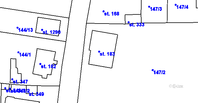 Parcela st. 183 v KÚ Háje u Chebu, Katastrální mapa