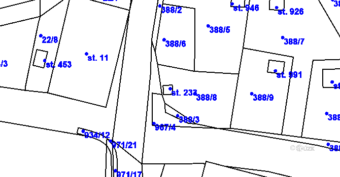 Parcela st. 233 v KÚ Háje u Chebu, Katastrální mapa