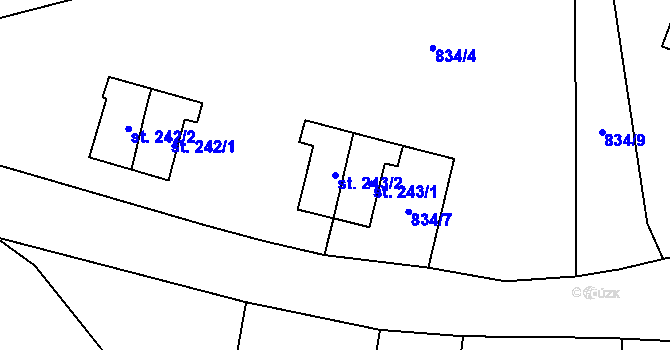Parcela st. 243/2 v KÚ Háje u Chebu, Katastrální mapa