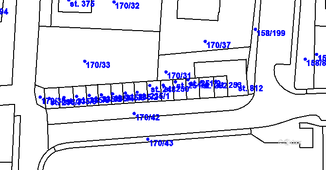 Parcela st. 250 v KÚ Háje u Chebu, Katastrální mapa