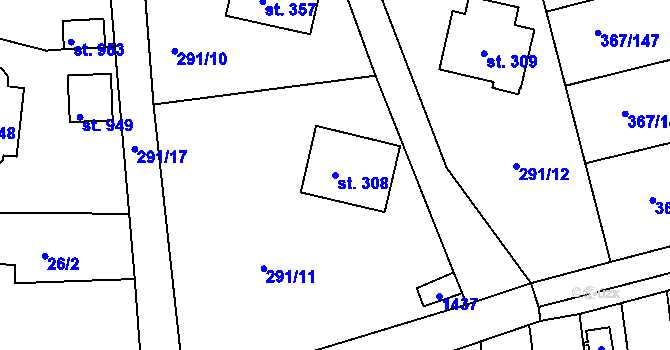 Parcela st. 308 v KÚ Háje u Chebu, Katastrální mapa