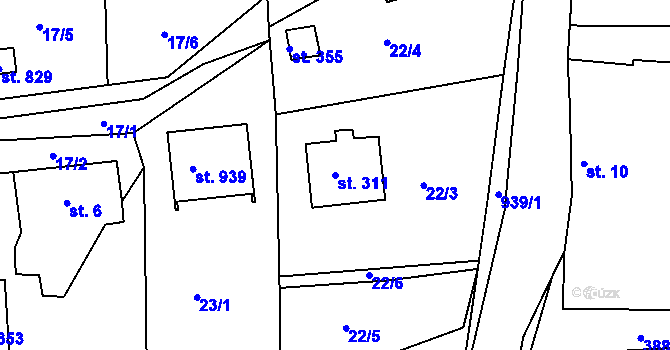 Parcela st. 311 v KÚ Háje u Chebu, Katastrální mapa