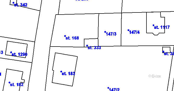 Parcela st. 333 v KÚ Háje u Chebu, Katastrální mapa