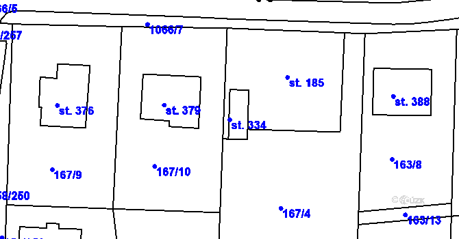 Parcela st. 334 v KÚ Háje u Chebu, Katastrální mapa
