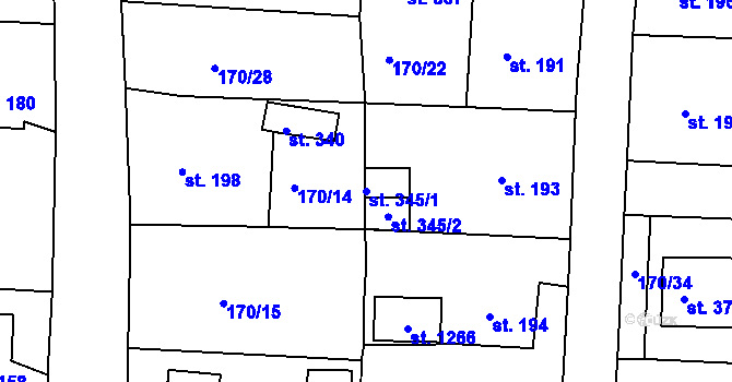 Parcela st. 345/1 v KÚ Háje u Chebu, Katastrální mapa