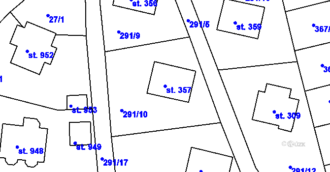 Parcela st. 357 v KÚ Háje u Chebu, Katastrální mapa