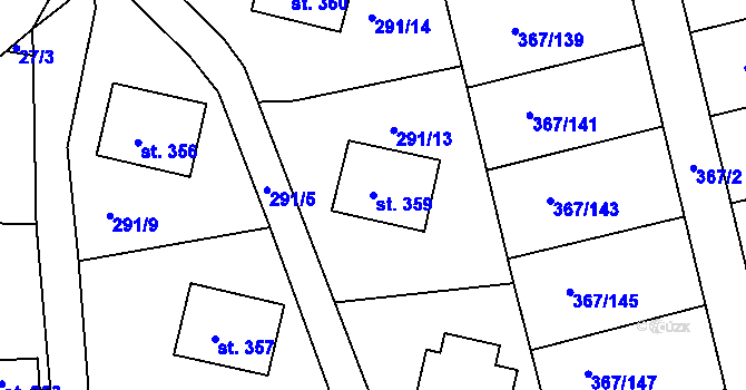 Parcela st. 359 v KÚ Háje u Chebu, Katastrální mapa