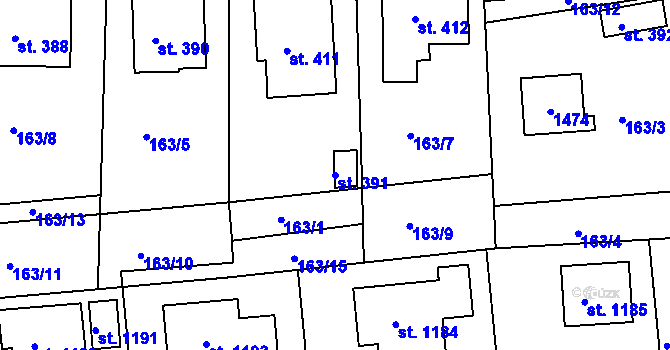 Parcela st. 391 v KÚ Háje u Chebu, Katastrální mapa